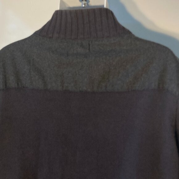 Paper Denim & Cloth SZL Mens Dark gray zip front sweater flannel details office - Picture 8 of 13